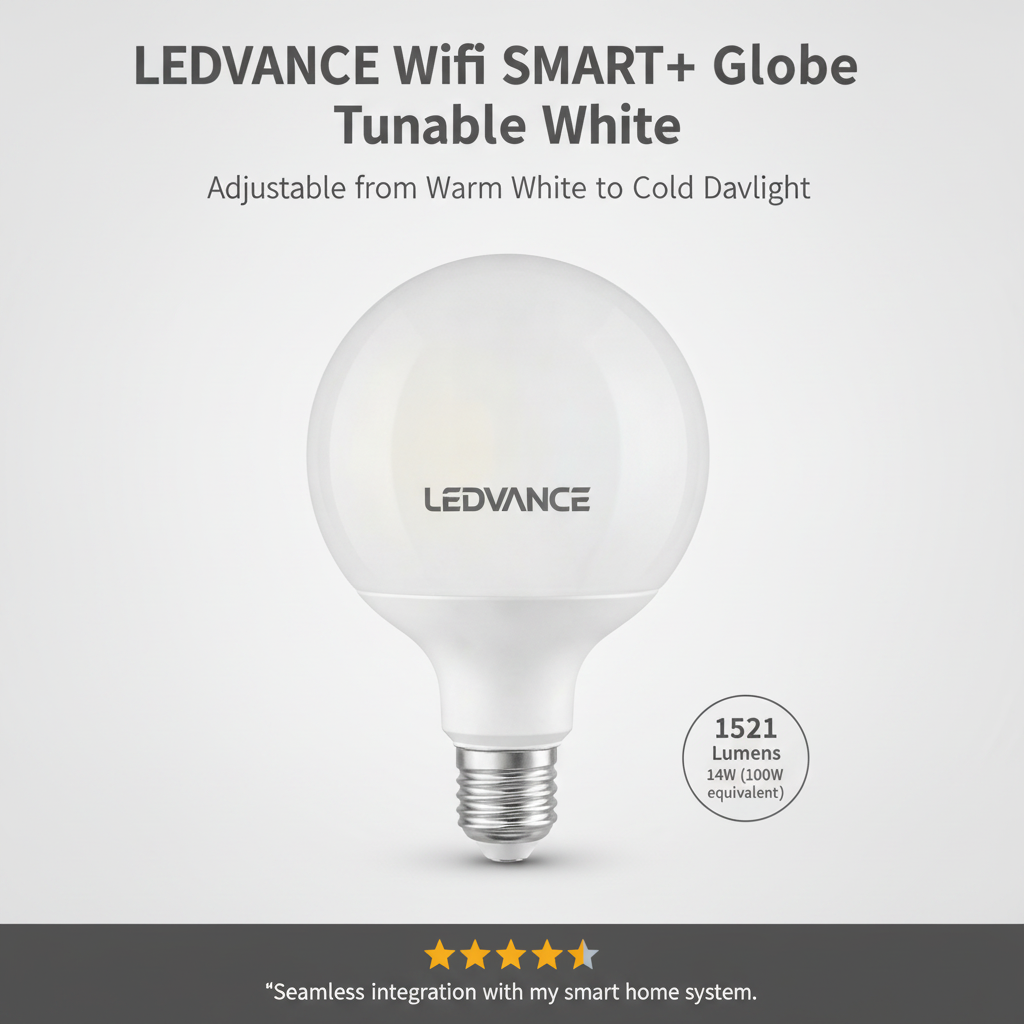 LEDVANCE Wifi SMART+ lampe Globe Tunable Blanc G95 (ex 100W) 14W / 2700-6500K E27
