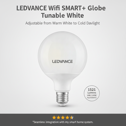 LEDVANCE Wifi SMART+ lampe Globe Tunable Blanc G95 (ex 100W) 14W / 2700-6500K E27
